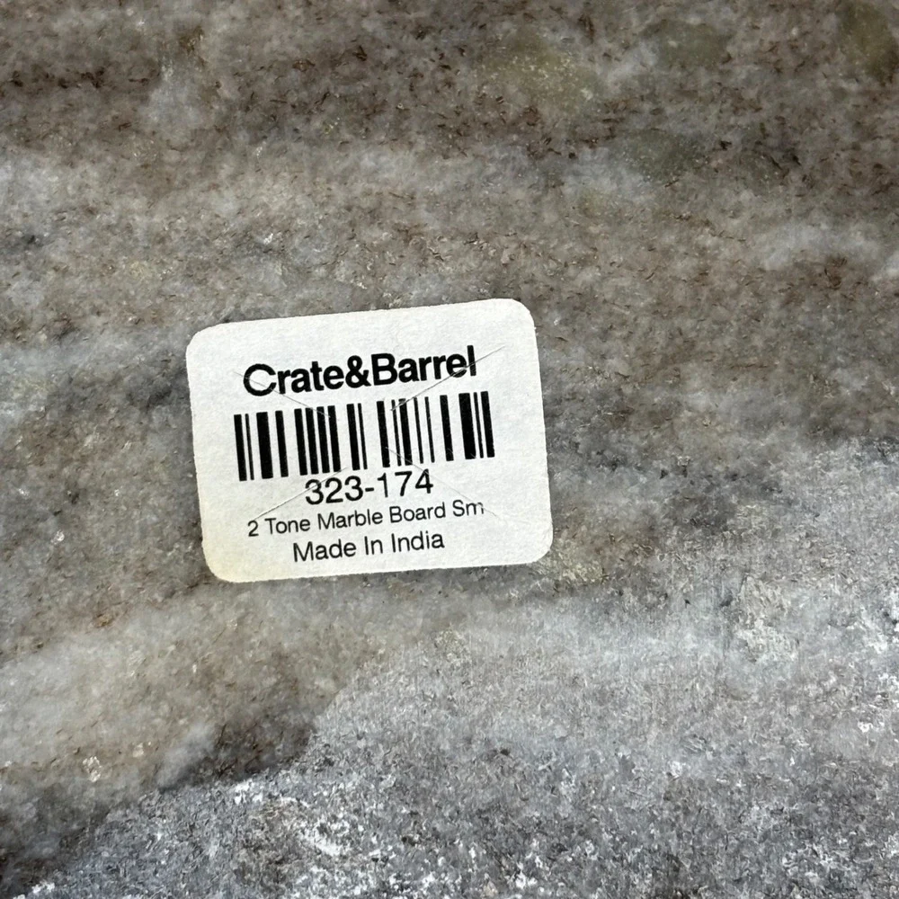 Crate&Barrel 2 Tone Marble Board Small Oval Serving Charcuterie Gray White Stone